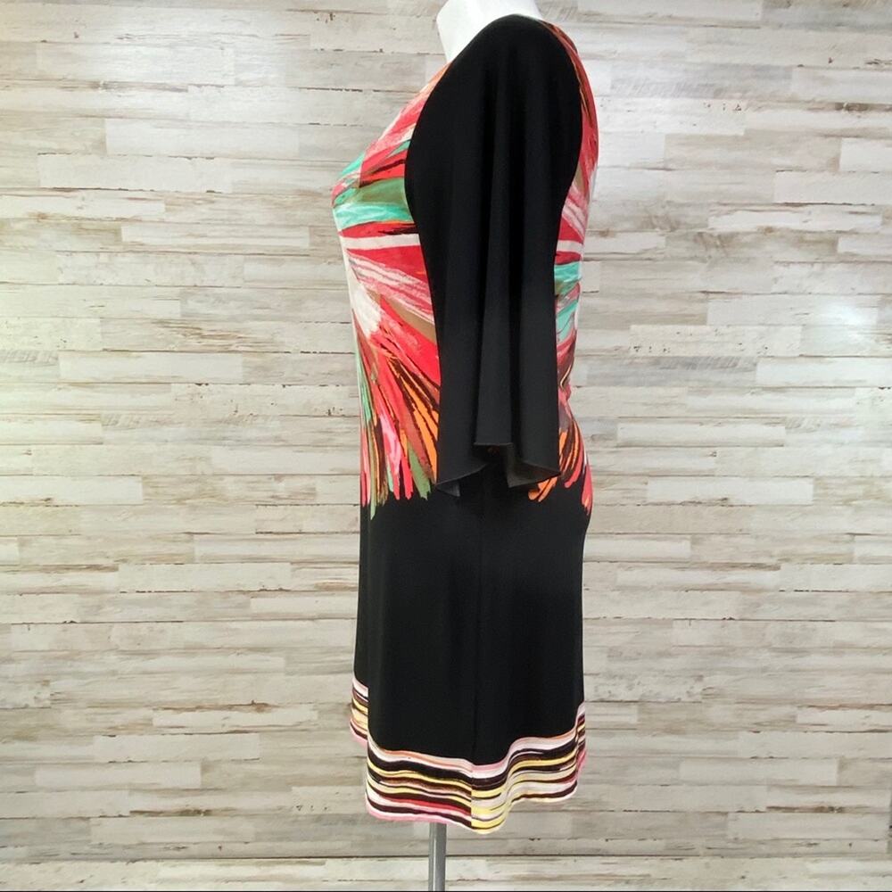 Fenn Wright Manson Floral Dress Womens Size 12 Black Coral Vibrant Shift - Picture 5 of 13